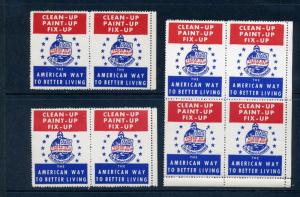 8 VINTAGE CLEAN UP, PAINT UP & FIX UP CAMPAIGN POSTER STAMPS (L907) PATRIOTIC