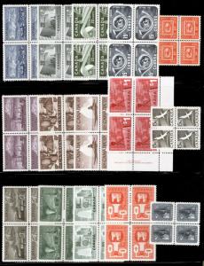 Canada #294-#411 4c-$1 1950s Various *MNH* Blocks of 4 Gem Fresh 15 items