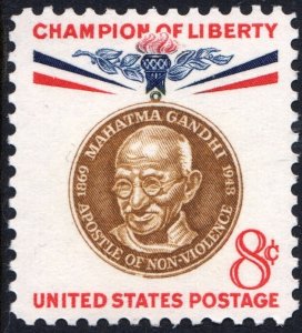 SC#1175 8¢ Champion of Liberty: Mahatma Gandhi (1961) MNH