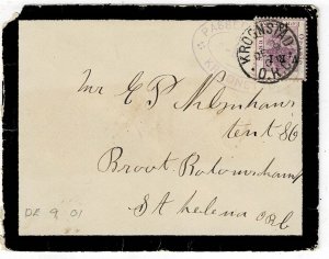 Orange Free State 1901 Kroonstad cancel on POW cover to St. Helena, censored