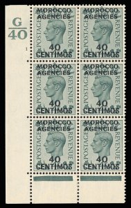 Morocco Agencies 1937 KGVI 40c on 4d Control G40 Cylinder 1 block MLH. SG 169.