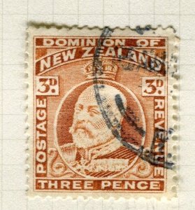 NEW ZEALAND; 1909-12 early Ed VII issue fine used Shade of 3d. value