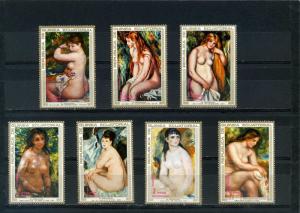 EQUATORIAL GUINEA PAINTINGS RENOIR NUDES SET OF 7 STAMPS MNH 