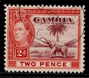 GAMBIA GVI SG153a, 2d lake & scarlet, FINE USED.