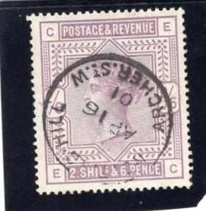 QV 1883 SG 178 2/-6d Lilac VFU