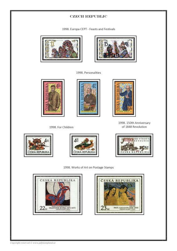 Czech Republic Czechia 1993-2023 PDF (DIGITAL) STAMP ALBUM PAGES