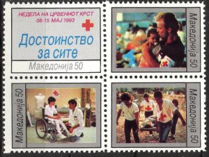 Macedonia Postal Tax Stamps 1993 Red Cross II set of 4 MNH**