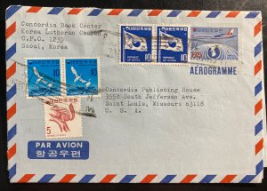 1975 Seoul Korea Air Letter Concordia Book Center Cover To St Louis MO Usa