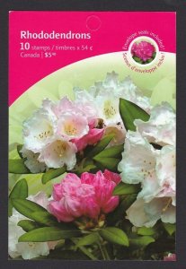 RHODODENDRONS = FRONT Booklet Page of 5 w/ 5 Stickers Canada 2009 #2319-2320 MNH 