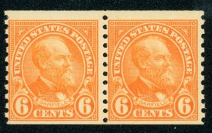 US Stamp #723 Garfield 6c - Coil Pair - MNH - CV $32.50