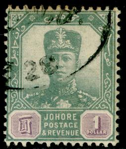 MALAYSIA - Johore SG70, $1 green & mauve, used. Cat £65.
