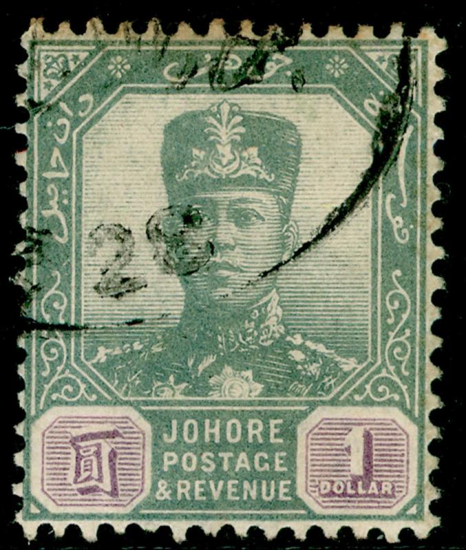 MALAYSIA - Johore SG70, $1 green & mauve, used. Cat £65.