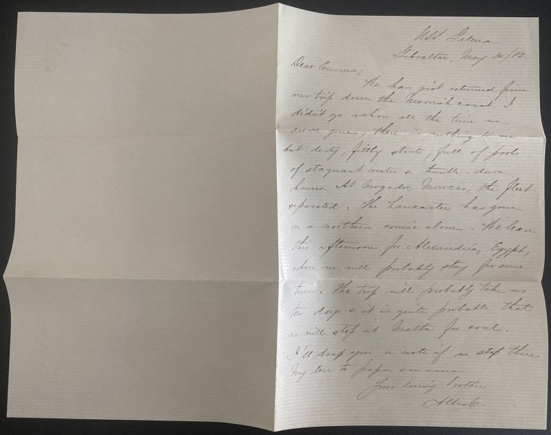 1882 Gibraltar Cover To New York USA Original Letter Enclosed