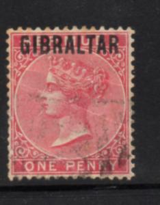 Gibraltar Sc 2 1886 1d rose Victoria stamp used