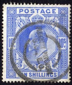 SG319 KEVII 10/- Blue Somerset House Fine used Cat 600 pounds