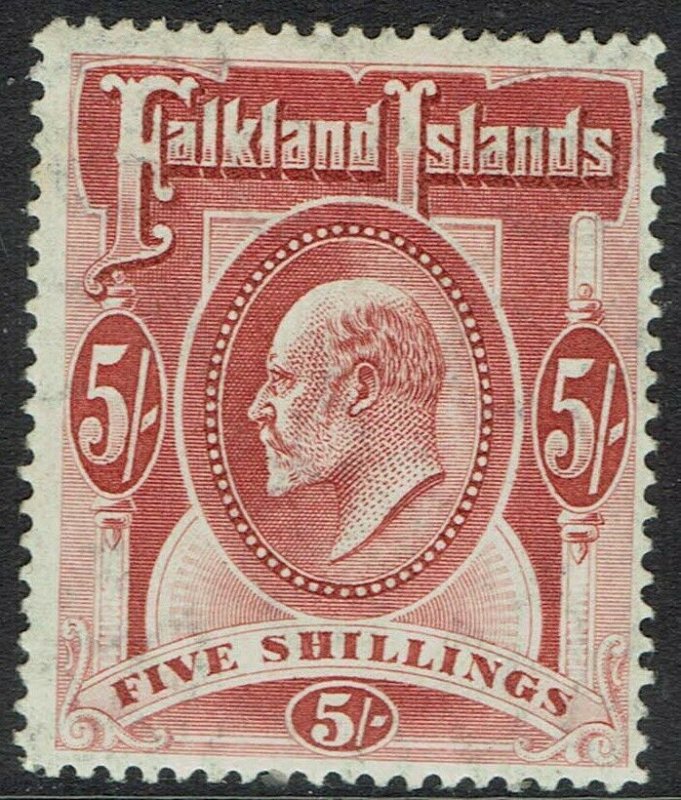 FALKLAND ISLANDS 1904 KEVII 5/- 