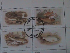 STAFFA SCOTLAND-1973- LOVELY OCEAN FISHES CTO-SHEET  FANCY CANCEL-VERY FINE