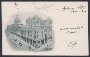 NEW SOUTH WALES Postcard 1897 Shield 1d die 1, view 'Queen Victoria Market'.