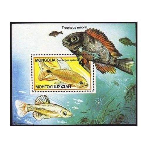 Mongolia 1639-1645,1646,MNH.Michel 1836-1842,1843 Bl.119. Tropical Fish 1987.