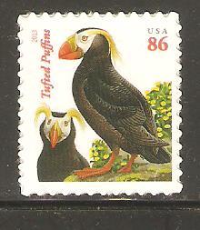 #4737 Tufted Puffins Single Mint NH  Red date