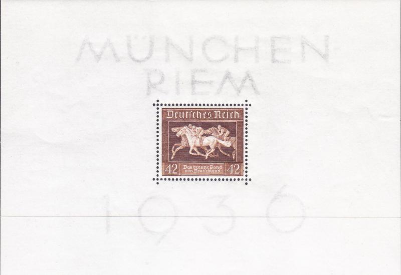 Germany 1936 Horse Race Souviner Sheet  VF/NH(**)