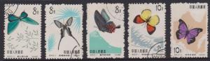 China 1963 Butterflies x 5 Used