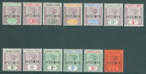 SG 41-53 Sierra Leone 1896-97. ½d-£1 set of 13, overprinted specimen. Pristine..