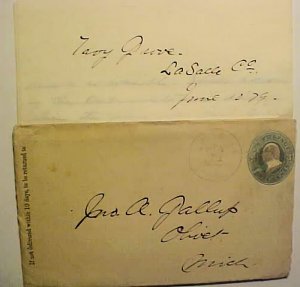 US COVER WITH LETTER  1879 LARAMEE ILLINOIS COVER