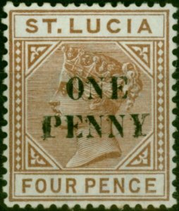 St Lucia 1891 1d on 4d Brown SG55 Fine LMM