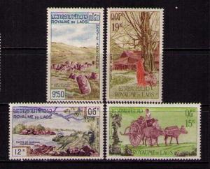 LAOS Sc# C35 - C38 MH FVF Set4 Papheng Falls Buffalo Cart