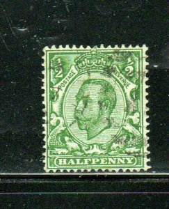 GREAT BRITAIN #153 1912 1/2p KING GEORGE V F-VF USED b