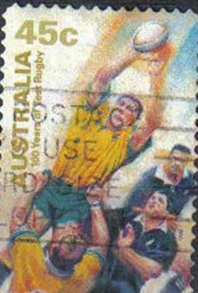 AUSTRALIA, 1999, used 45c. Lineout against New Zealand, Centenary of Australi...