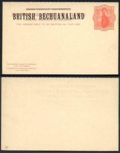 British Bechuanaland O/P on QV 1d Red Foreign Reply Postcard Mint