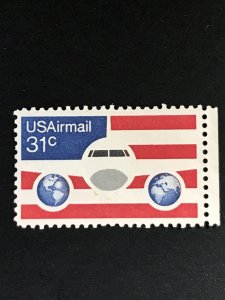 1976 31c Plane, Globe & Flag, Airmail Scott C90 Mint F/VF NH