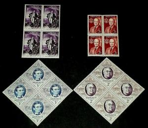  MONACO #354-357, F.I.P.E.X, 1956, PRESIDENTS, BLOCKS/4, MNH, NICE LOOK