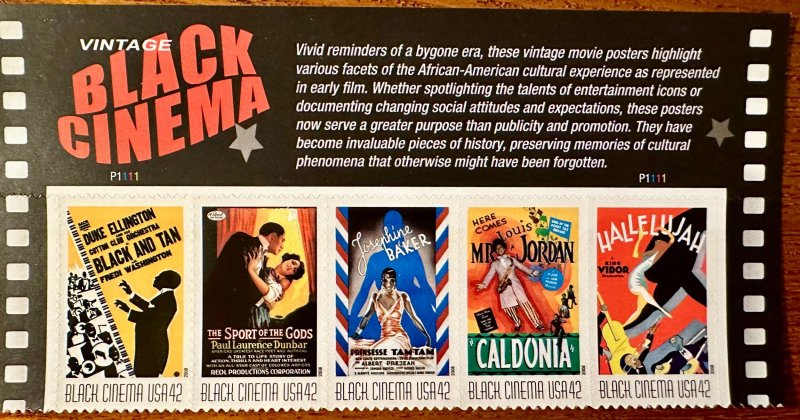 US # 4340a Black Cinema strip of 5 w/Header 42c 2008 Mint NH