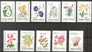 Argentina 1985 / 1987 Plants Flora Flowers set of 11 MNH