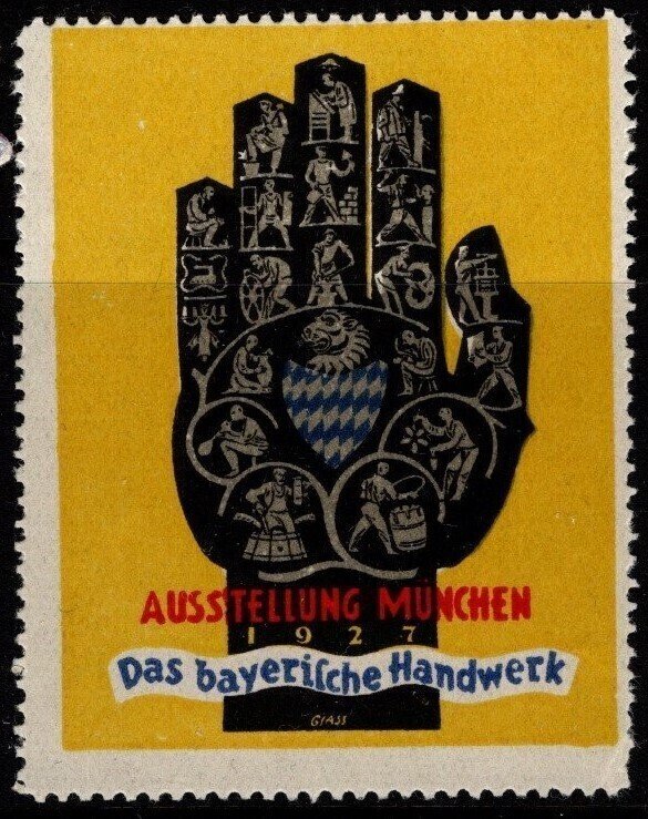 1927 German Poster Stamp Munich Bavarian Handicraft Exhibition May-Oct, 1927 MNH