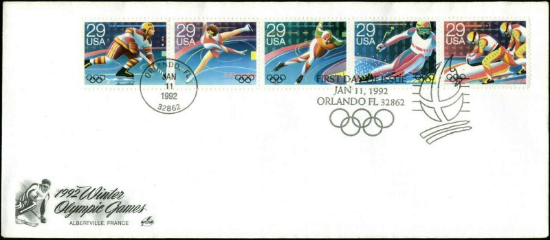 US FDC #2615a Strip of 5 Artcraft Severe #2K1Z Orlando, FL