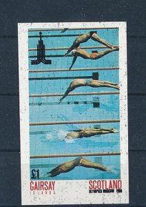 D160379 Olympics Moscow 1980 Swimming S/S MNH Error Proof Gairsay Imperforate
