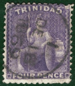 TRINIDAD QV Classic SG.70x 4d Bright Violet *WMK REVERSED* Used 1869 CDS LBLUE31