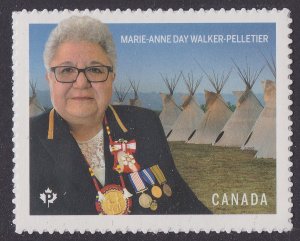 Canada 3340 Indigenous Leaders Marie-Anne Day Walker-Pelletier 'P' single MNH