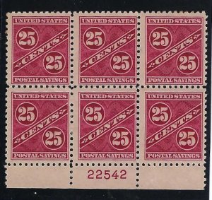 US Scott # PS8 Mint Plate Block of 6 OG F-VF Hinged only in selvage