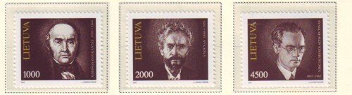 Lithuania Sc 446-448 1993 Famous Lithuanians stamp set mint NH