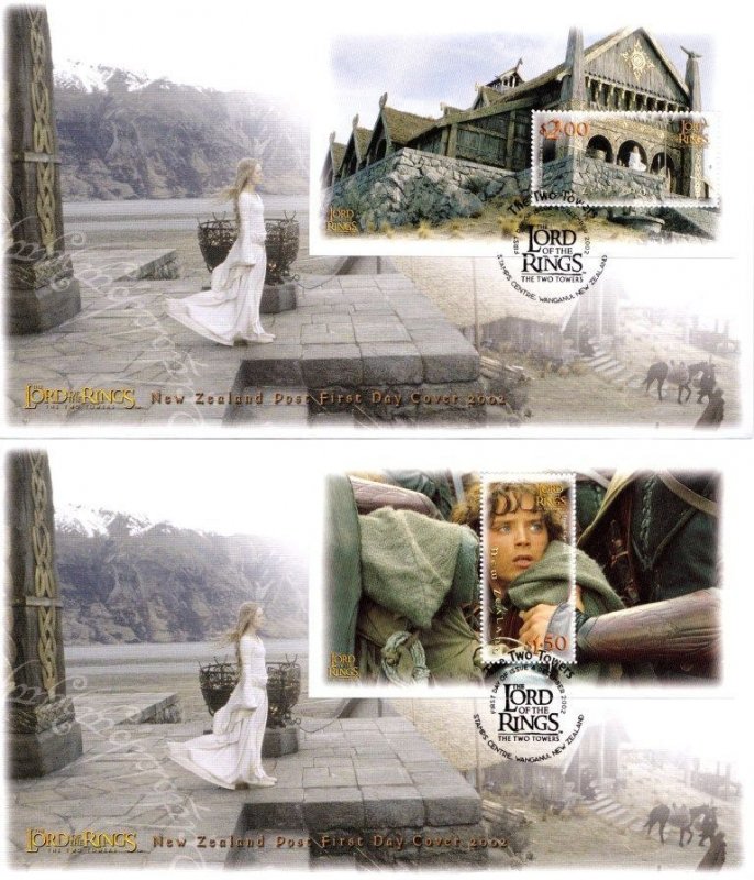 New Zealand 2002 Lord of the RIngs - The Two Towers Set of 6 Minisheet FDCs -