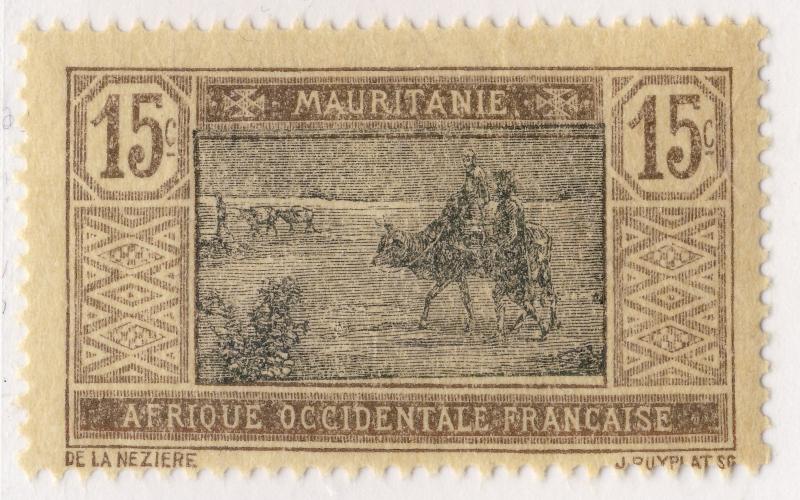 MAURITANIE - 1917 - YV.22/MI.22 15c Sepia & Black - Mint*
