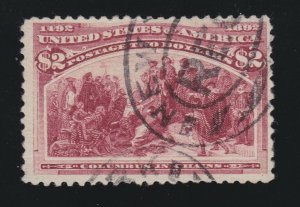 US 242 $2 Columbian Exposition Used F-VF w/ Light REG Cancel SCV $600