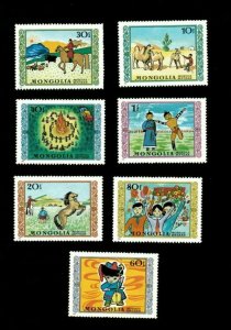 Mongolia 1976 Scott #896-02 International Children's Day - Set of 7 Stamps - MNH