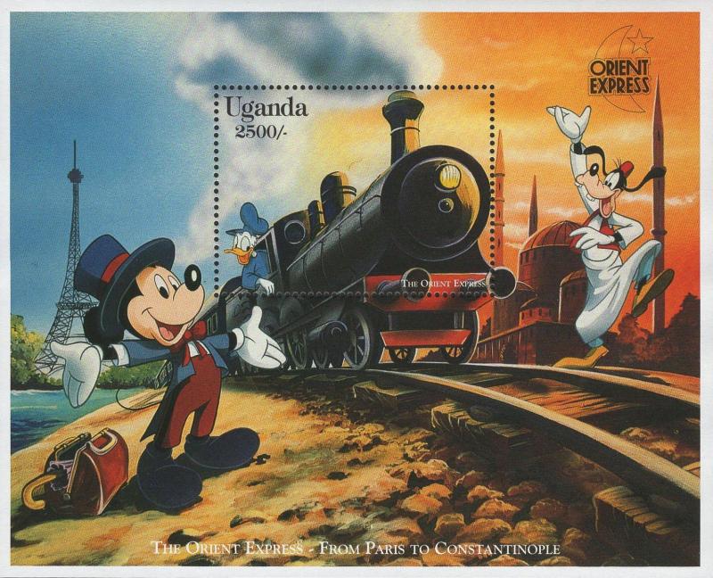 Uganda Orient Express Trains Mickey Donald Goofy Souvenir Sheet Mint NH