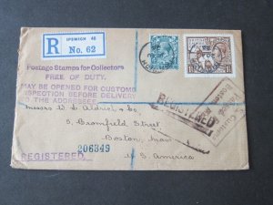 Great Britain 1924b Frank Sc 186,193 to USA Cover